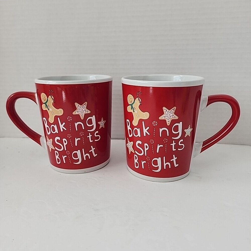 Royal Norfolk Christmas Coffee Mugs Baking Spirits Bright 8" Holiday Gingerbread - Picture 2 of 10